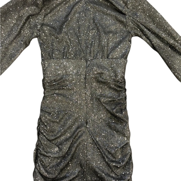 Babyboo Estelle Black Sparkly Mini Dress Long Bishop Sleeves Size Extra Small - Picture 8 of 11